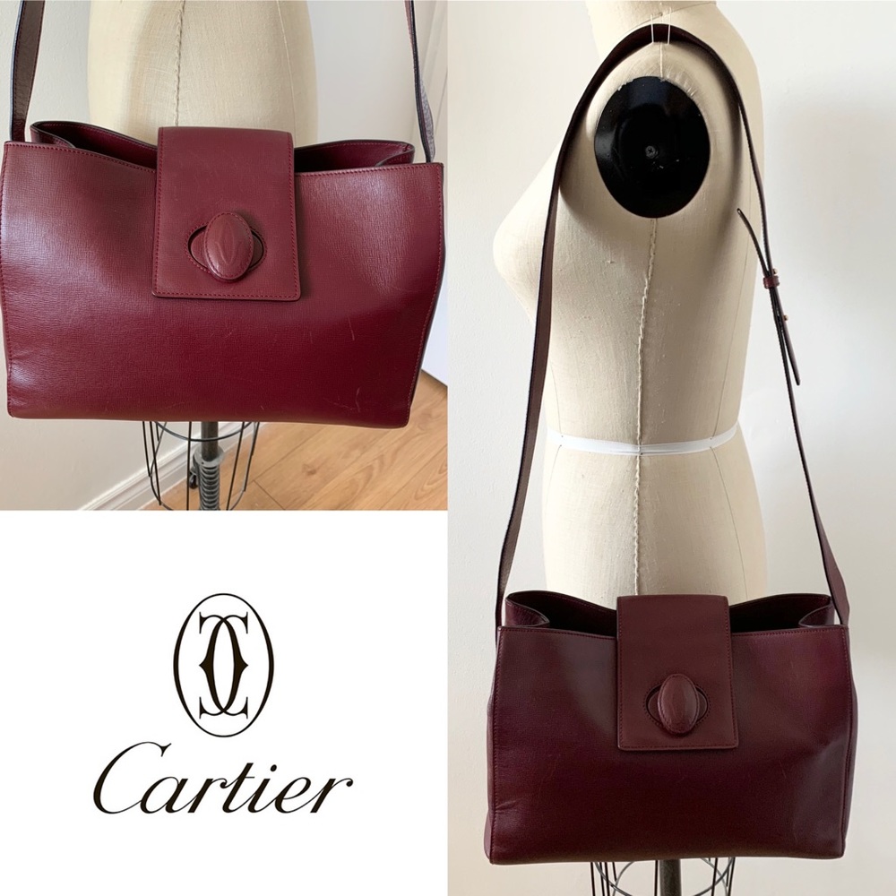 CARTIER Authentic Vintage Leather Crossbody Bag